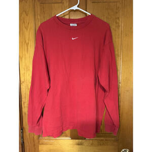 Center Swoosh Nike Men's Long Sleeve Red Shirt Size Large